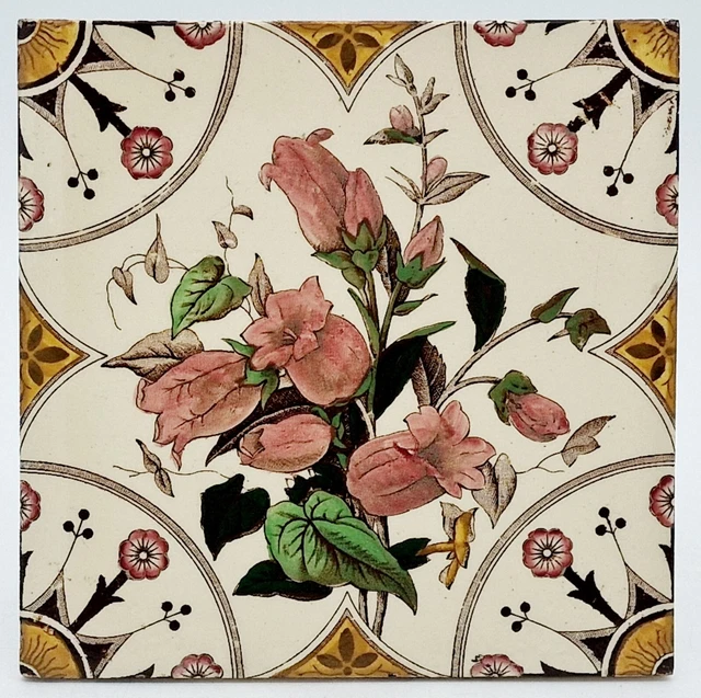 Antique Fireplace Tile Print & Tint C1885