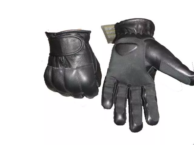 Sand Filled Enforcer Security Anti Slash Leather Gloves Black Combat Sia