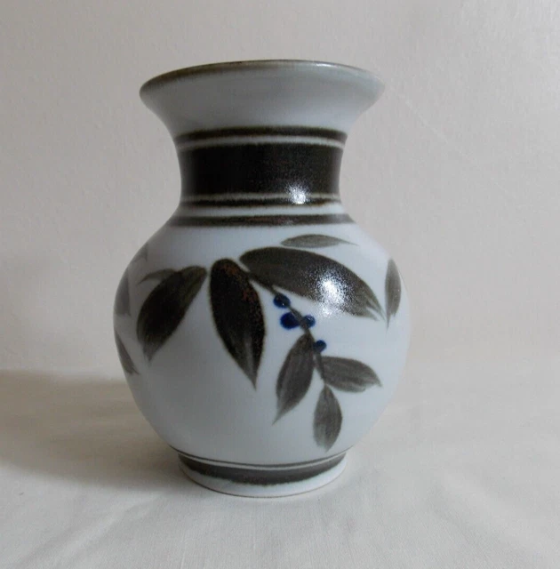 ALDERMASTON Studio Keramik KERAMIKVASE signiert florales Design Kunst 12 cm hoch