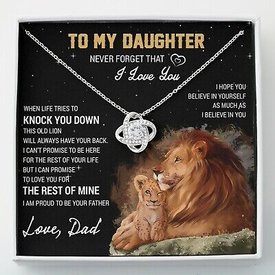 To My Daughter Necklace, Gift For Daughter From Dad, Daughter Father Lion