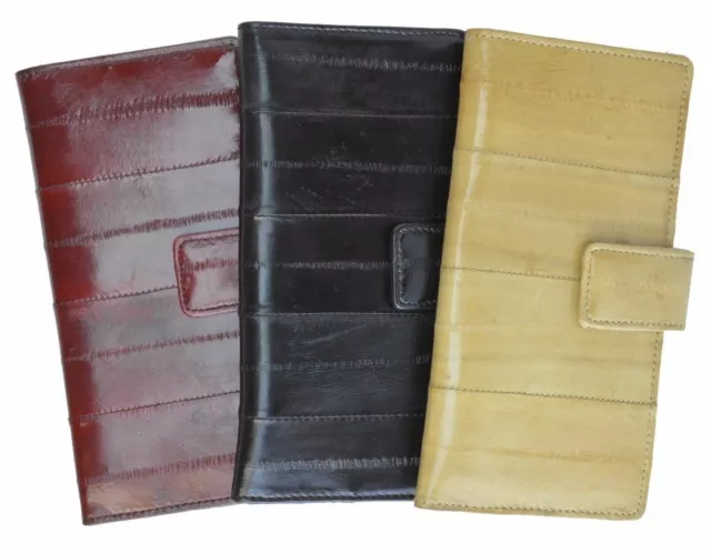 Genuine eel skin soft credit card holder wallet with snap button by Marshal®