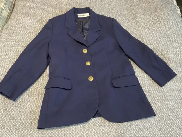 Vintage Selfridges Navy Blue Blazer Jacket Gold Buttons Size 14