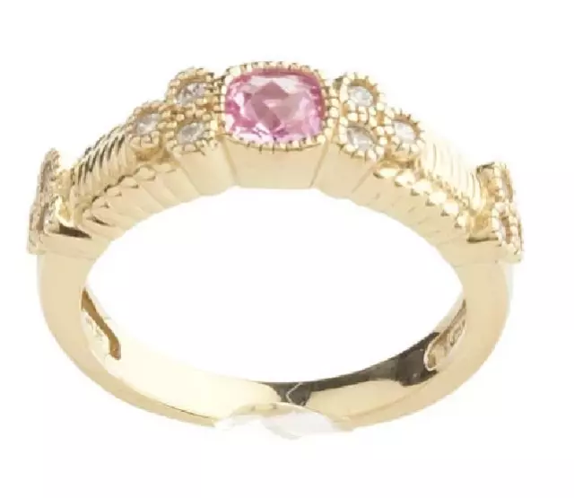 Diamonique Sterling Silver Simulated PADPARADSCHA Diamond Rope Stack Ring Size 7
