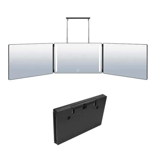 LED Make-Up Spiegel 360° Kosmetikspiegel Trifold Schminkspiegel Höhenhaltern 2