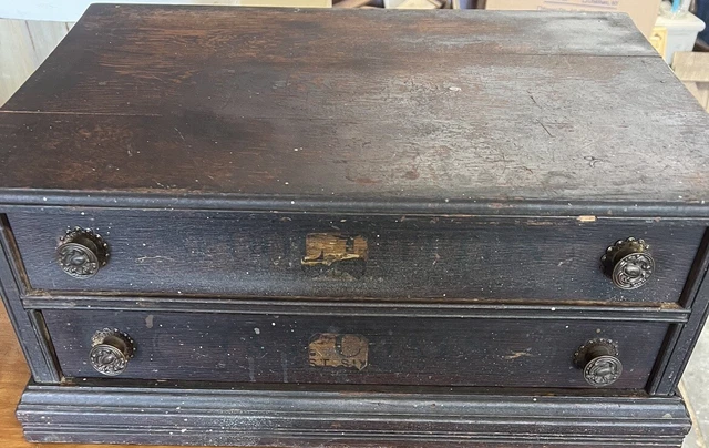 Antique  J & P COATS 2 Drawer Thread Spool Cabinet Display Case