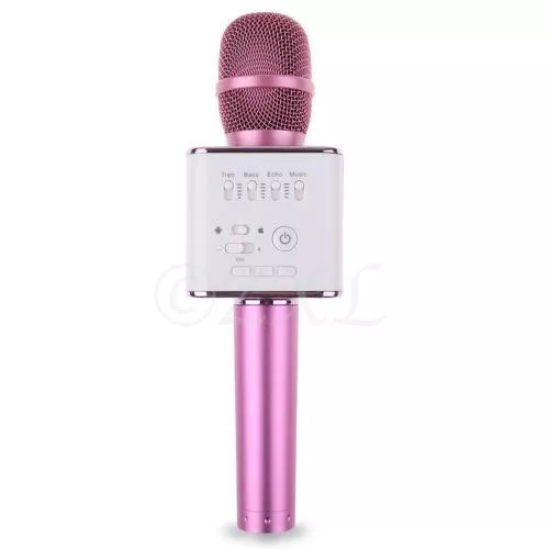 Q9 Mini Wireless Bluetooth Karaoke Microphone Speaker Home KTV USB Player Pink