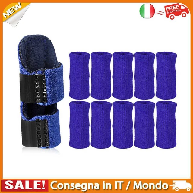 IT Adjustable Finger Splint Aluminum Support Knitted Finger Protector (Blue)