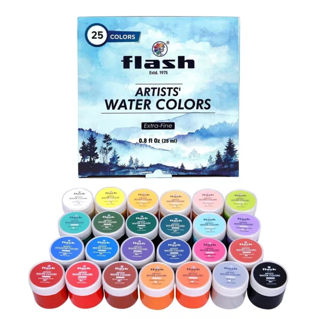 Flash Artist Watercolour Set For Student With Matt Finish 25 Colors 25Ml