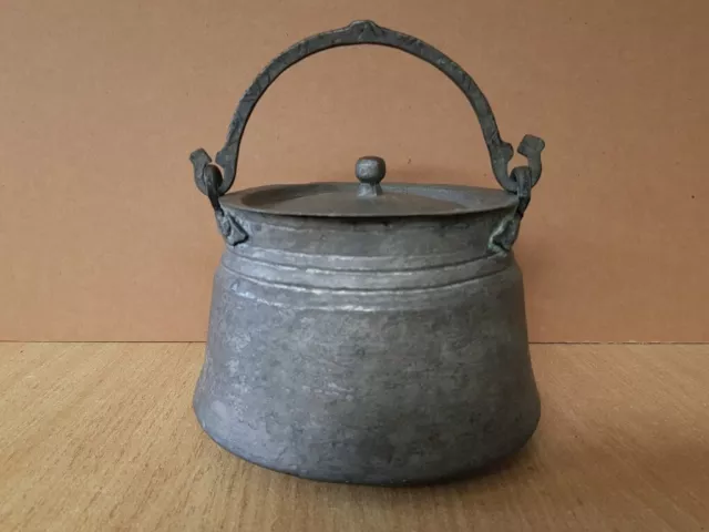 ANTIQUE 150 year old OTTOMAN GENUINE COPPER POT BOWL HAND FORGED 19th century