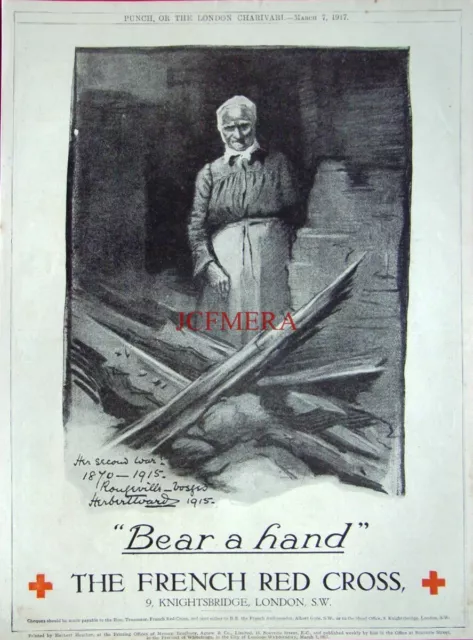 1917 FRENCH RED CROSS Wartime Appeal Fund Print Advert #2 - Antique WW1 Ad