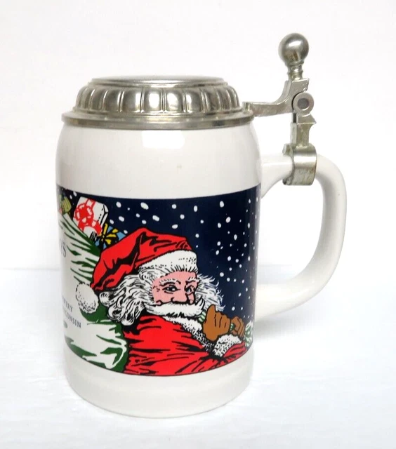 1995 Capital Brewery Santa Claus Happy Holidays lidded stein