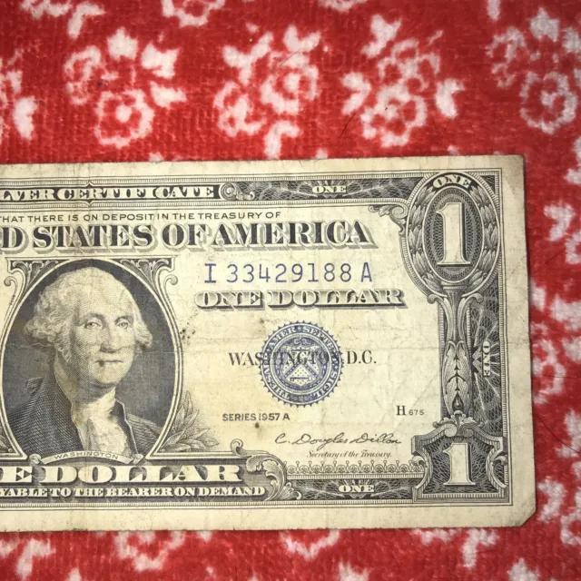 1957A One Dollar Well Circulated Silver Certificate Note - $1 Bill 4