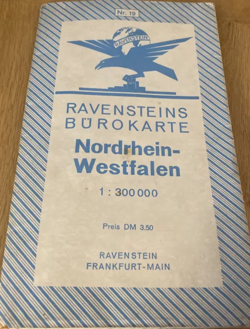 Ravensteins Bürokarte Nr. Nr. 19 NRW  Strassenkarte Landkarte Auto Reise Vintage