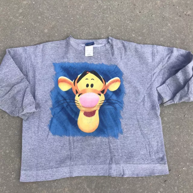 VINTAGE Tigger Sweatshirt Mens L/ XL Gray Crew Disney Store Winnie The Pooh