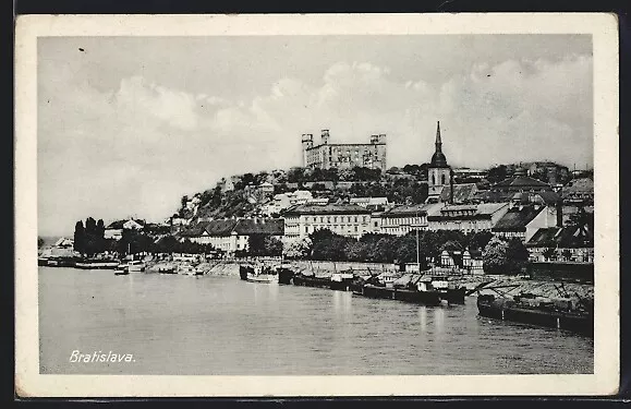 Ansichtskarte Bratislava, Teilansicht mit Burg