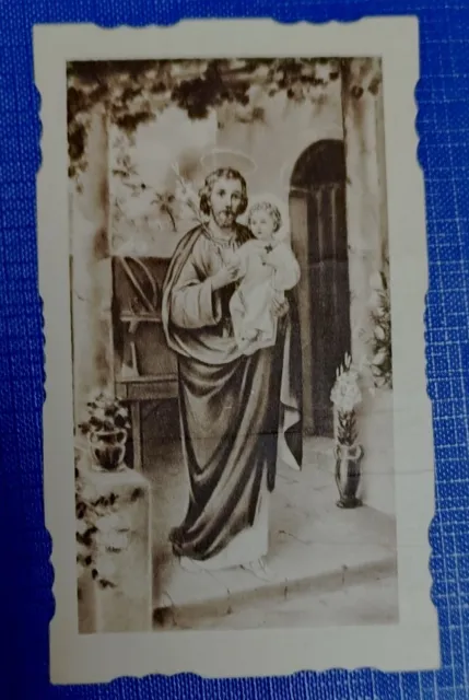 Antico Santino  San GIUSEPPE con Preghiera DISMETTO COLLEZIONE