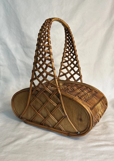 Unusual Vintage Sewing Basket or purse bag Woven Handles 1940’s? Unusual Vintage Sewing Basket or purse bag Woven Handles 1940’s?