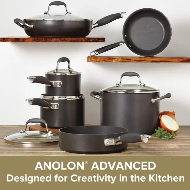 Anolon 82676 Advanced Hard Anodized Nonstick 11-Piece Cookware Set,Black 2