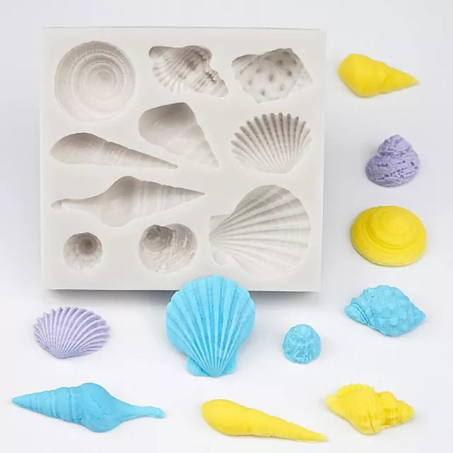 Sea Shells Conch Silicone Mould Cake Beach Stones Fondant Baking Clay DIY Mold