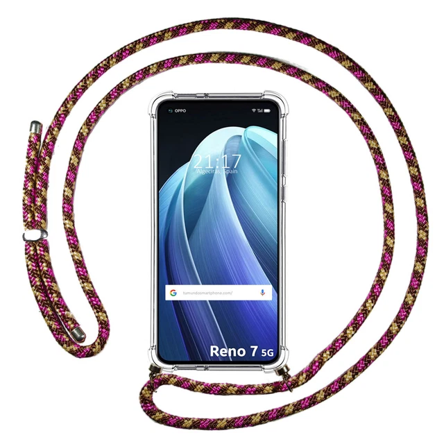 Coque Oppo Reno 12 Pro Avec Lanière - Étui Transparent Anti-Jaune Violet