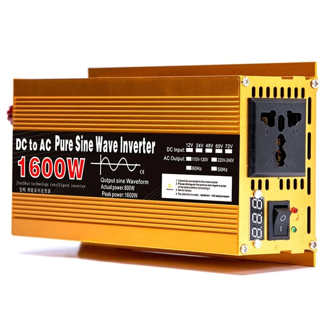 Convertidor solar fotovoltaico Pure Sine 12V a CA 220V 1600W S2K6