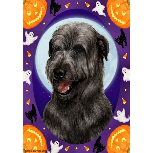 Halloween Garden Flag - Black Irish Wolfhound 121641
