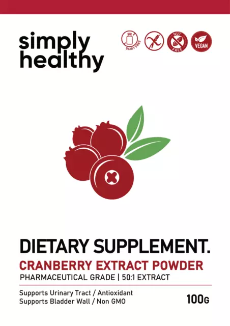 Cranberry Fruit Extract Powder, 50:1 (Vaccinium Macrocarpon) High Strength, 200g 2