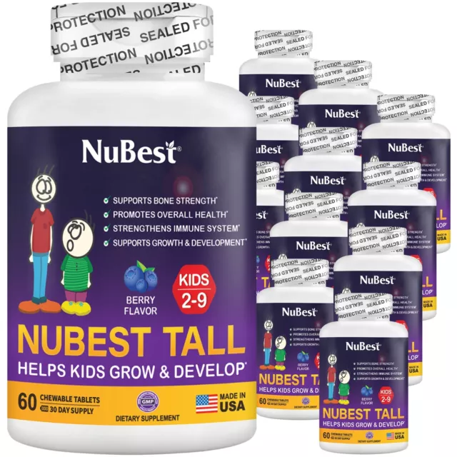 NuBest Tall Kids for Age 4-9 Helps Kids Grow, 60 Chewable Tablets - Pack 12