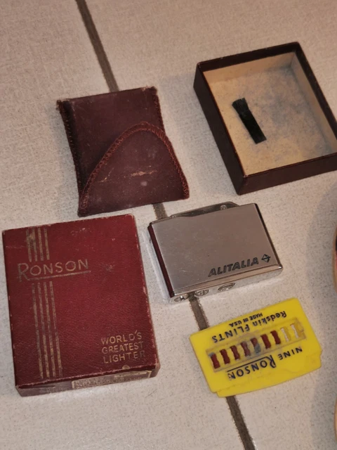 Raro Accendino RONSON Pubblicitario ALITALIA vintage