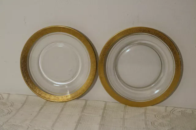 TIFFIN FRANCISCAN RAMBLER ROSE OPTIC GOLD ENCRUSTED 8" & 8 3/8" Salad Plates (2)