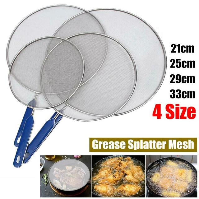 3 Couvercles Anti-Éclaboussures Cuisine Acier Inoxydable 19cm 25cm 29cm Avec Poignée