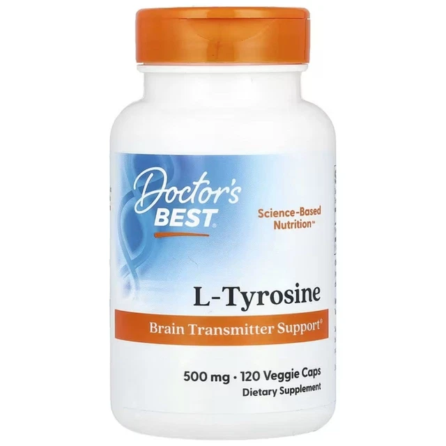 DOCTOR'S BEST L-TYROSINE 500mg 120 Veggie Capsules Brain Focus Stress ...