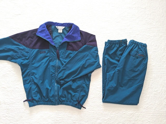 Vintage 1990'S Columbia Track Suit M Jacket & Pants Color Block Nylon Excellent