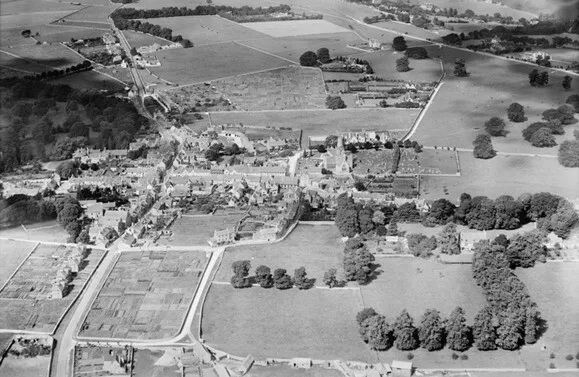 town and common Minchinhampton from south-east 1930 England OLD PHOTO