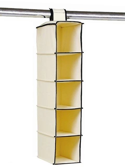 Armoire Pliable Plastique 10 Compartiments - 6 Portes Transparentes, Barre à Suspendre - 69x50x170 Cm - 6