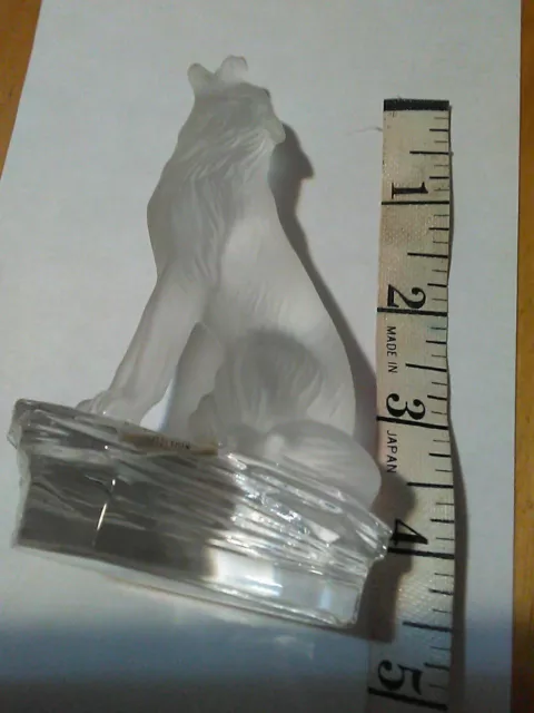 Germany GOEBEL Crystal Frosted/Clear Glass Wolf paperweight figurine  4.5”