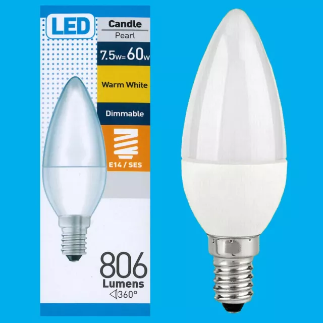4x 7.5W (=60W) Dimmbare Perle LED Kerze, Ses E14, Warmes Weiß 2700K, Glühbirne