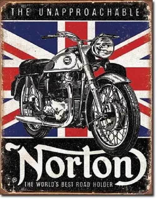Norton British Motorcycles World's Best Road Holder Retro Decor Metal Tin Sign