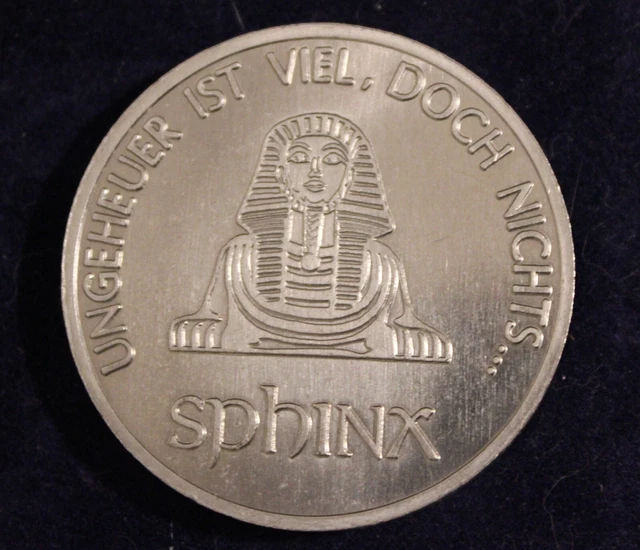MÜNZE MEDAILLE SPHINX Sophokles Zitat Ungeheuer ist viel, doch nichts