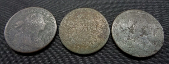 Lot of 3 Culls - Draped Bust Large One Cent Coins - B320