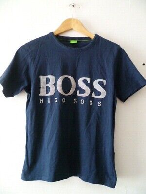 Hugo Boss Kids Casual 100% Cotton Navy Logo Short Sleeve T-Shirt Top Tee Size XS