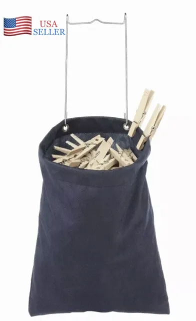WHITMOR HANGING CLOTHESPIN Bag Holds 200 Laundry Clothes Pins Indoor ...