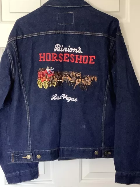 Vintage Binion's Horseshoe Hotel Casino Las Vegas Denim Jean Jacket Size Small