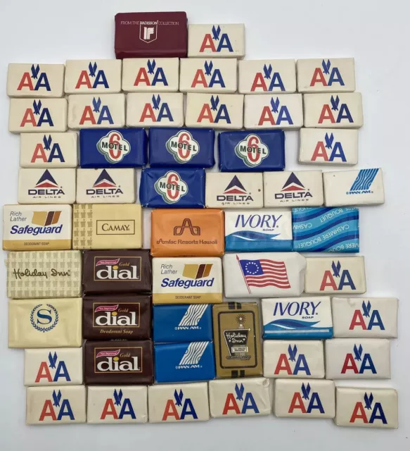 Lot of 52 Hotel Motel Resort Airline Travel Size Mini Bar Soaps Collectible Vtg