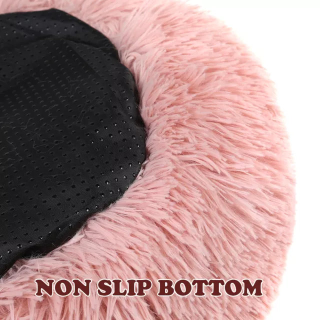 Fluffy Plush Pet Bed Dog Cat Round Cuddler Cushion Mat Puppy Calming Kennel Nest 3