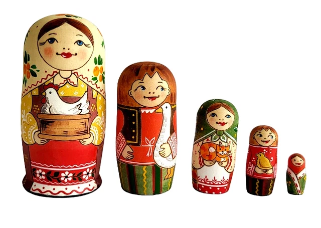 Poupées Russes Matriochka - Chat Noir - Peinte à La Main Par Andreeva (Russie)