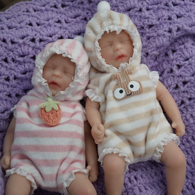 6inch Baby Twins Dolls Full Body Solid Platinum Silicone Doll Newborn