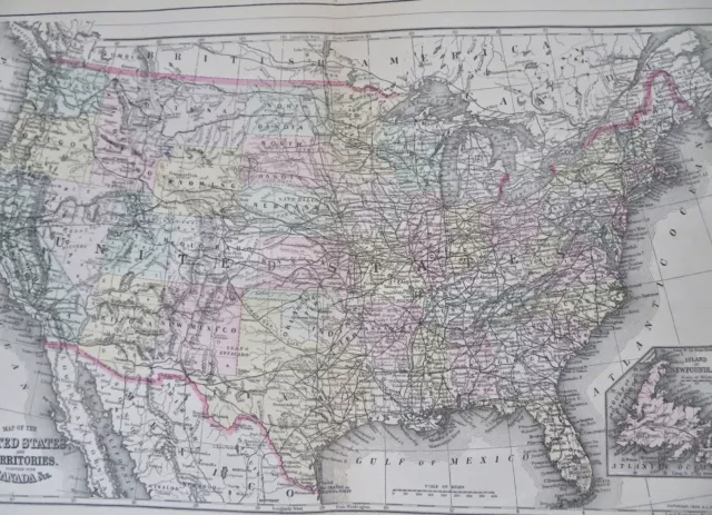 United States and Territories 1894 Smith large hand colored map