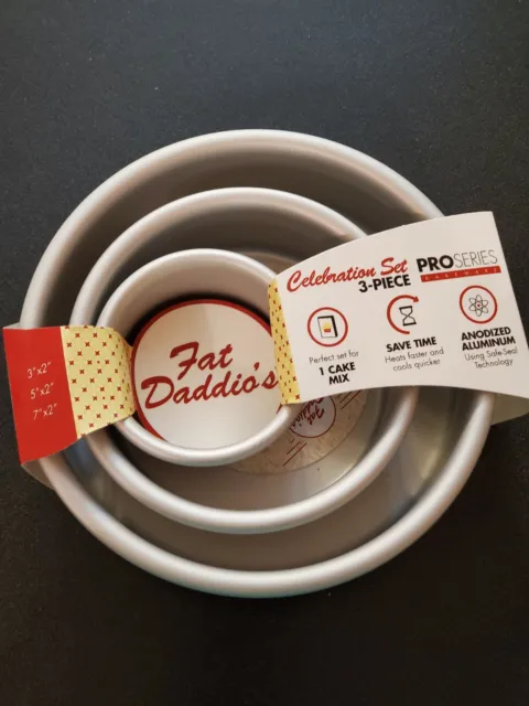 Fat Daddio's Anodized Aluminum Round Cake Pan Set of 3 - 3"x2", 5"x2", & 7"x2"