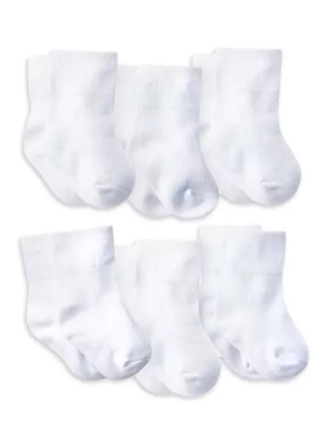 Gerber Unisex Baby 6 Pack Organic Jersey Crew Socks Various Sizes White Neutral